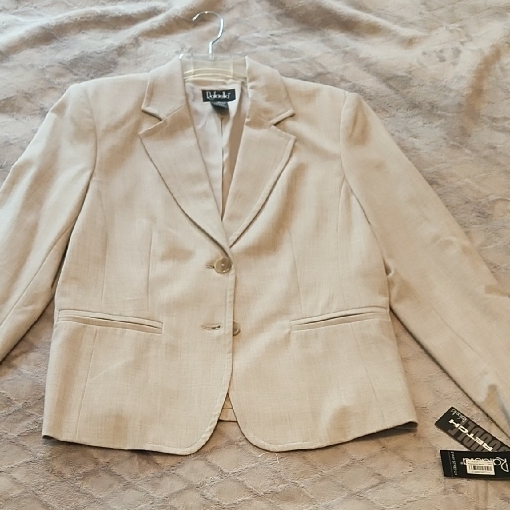 Tahari Tan Blazer Structured Suit Jacket